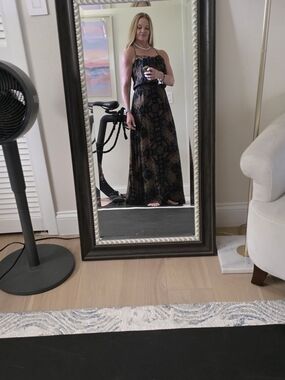 Parker Black Maxi Dress with Pink and Brown Crossprint
